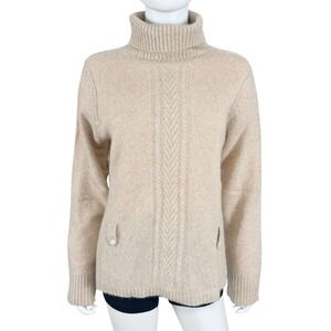 Carole Little Vintage Angora Lambs Wool Turtleneck Sweater Cable Knit  Luxury L